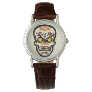 Orange Sugar Skull Armbanduhr