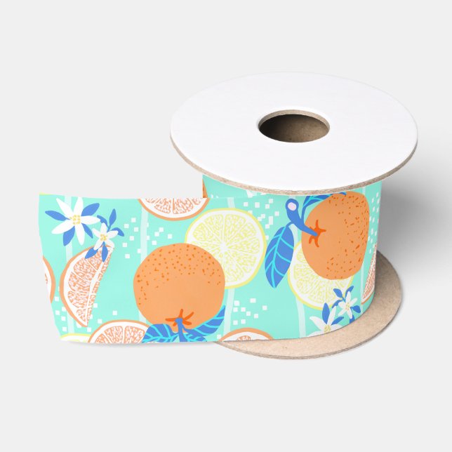 Orange Summer Aquamarin Satinband (Spule)