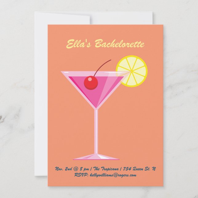 Orange Summer Bachelorette Party Invitation (Devant)