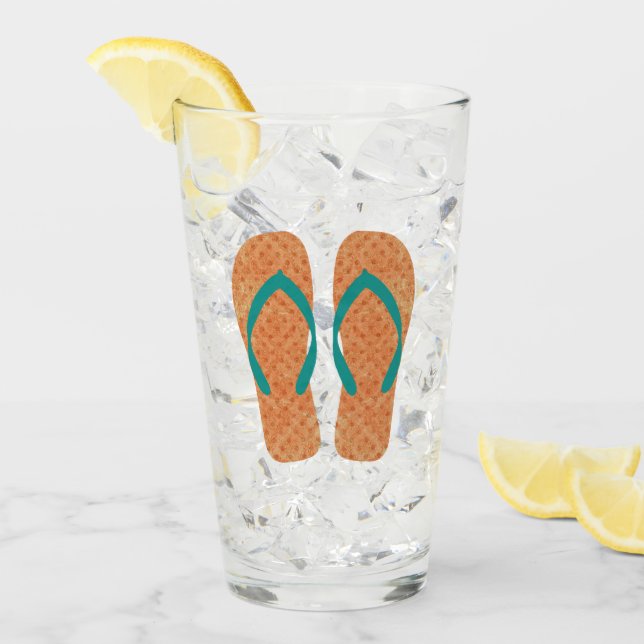 Orange Summer Beach Sandals Drehte Flop Design Glas (Vorderseite Ice)