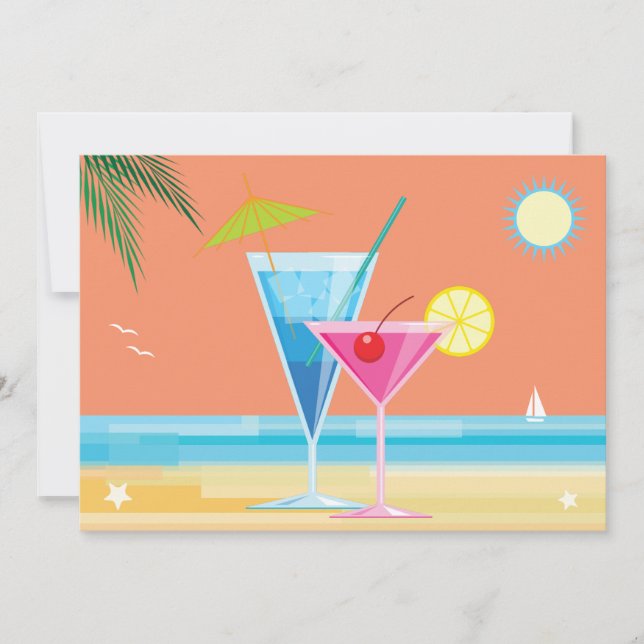 Orange Summer Couple's Shower Invitation (Devant)