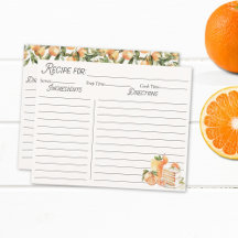 Orange Summer Fruit Personalize Family Rezept Card