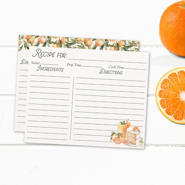 Orange Summer Fruit Personalize Family Rezept Card (In situ)