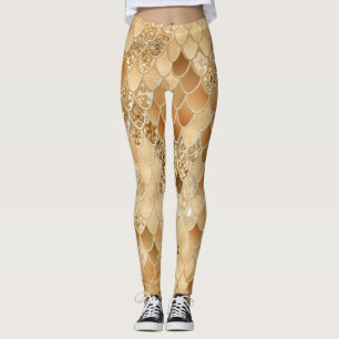 Orange Summer Mermaid Scales Glam #1 Leggings