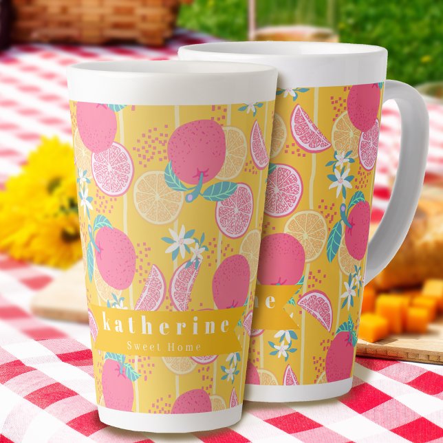 Orange Summer Senard Milchtasse (Orange Summer Latte Mug Personalized. Suitable as birthday gift or favor.)