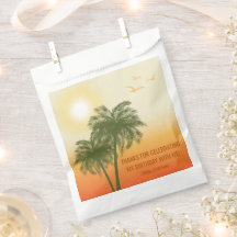 Orange Summer Sunset Palm Trees Birthday Thank You