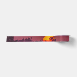 Orange Sun auf Pink Lila Sky Foto Satinband