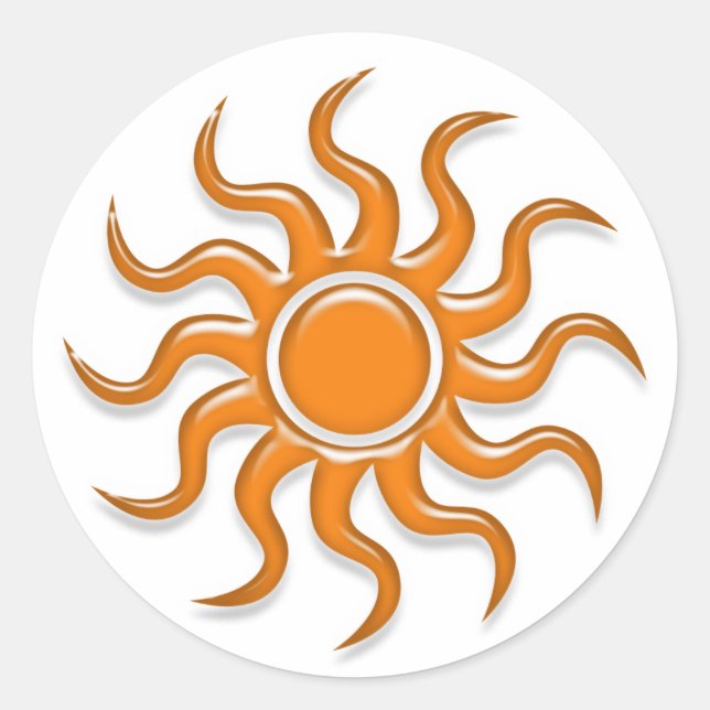 Orange Sun Runder Aufkleber (Vorderseite)