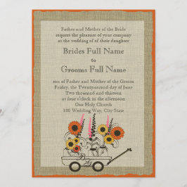 Orange Sunflower Country Wagon Hochzeit Einladung