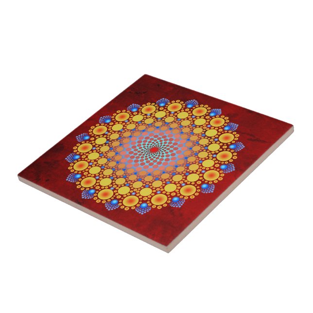 Orange Sunflower Mandala Fliese (Seite)