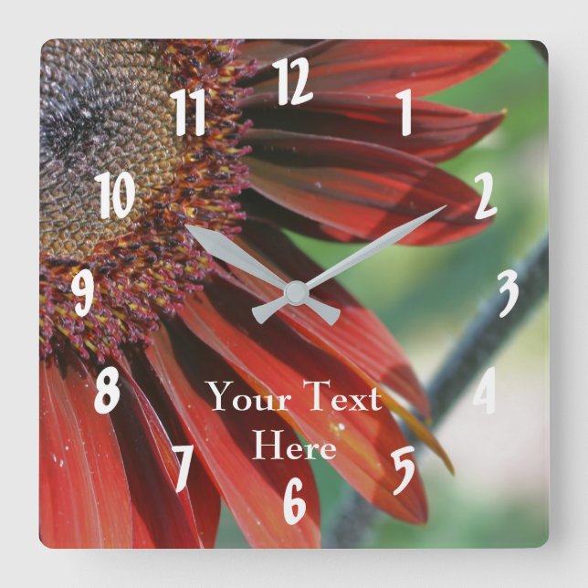 Orange Sunflower Petals Nature Quadratische Wanduhr (Vorderseite)