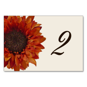 Orange Sunflower Wedding Tischnummer Card