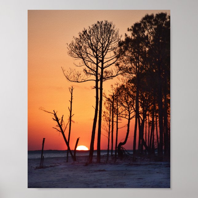 Orange Sunset auf Dauphin Island, Alabama Poster (Vorne)
