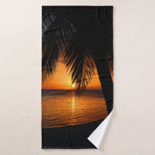 Orange Sunset Beach Tropical Island Palm Tree