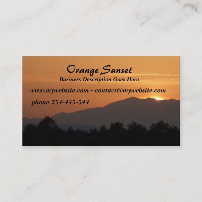 Orange Sunset Business Card Visitenkarte (Vorderseite)