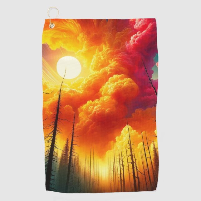 Orange Sunset Golfhandtuch (Vorderseite)