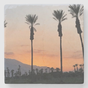 Orange Sunset in Oceanside California Palmen Steinuntersetzer