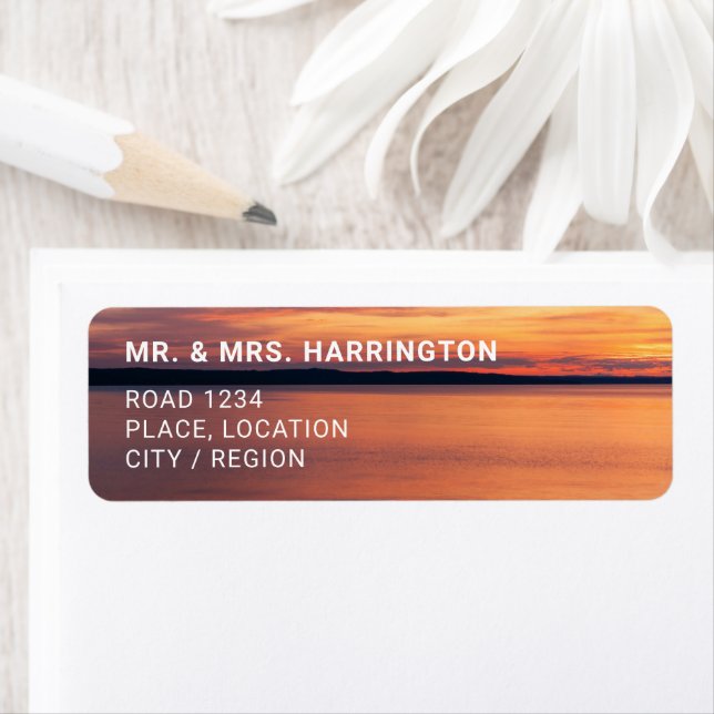 Orange Sunset Over Lake Water Abend Foto (Insitu)