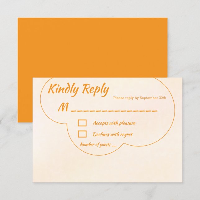 Orange Sunset Wedding RSVP Karte (Vorne/Hinten)