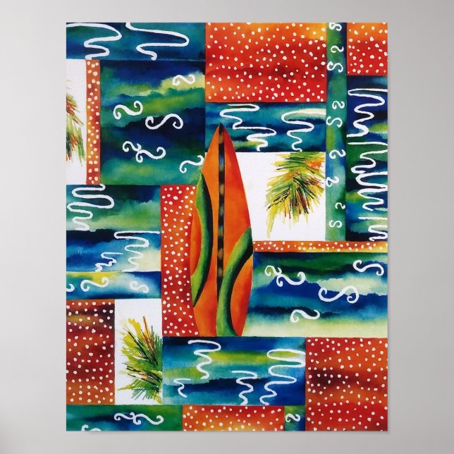 Orange Surfboard Poster (Vorne)