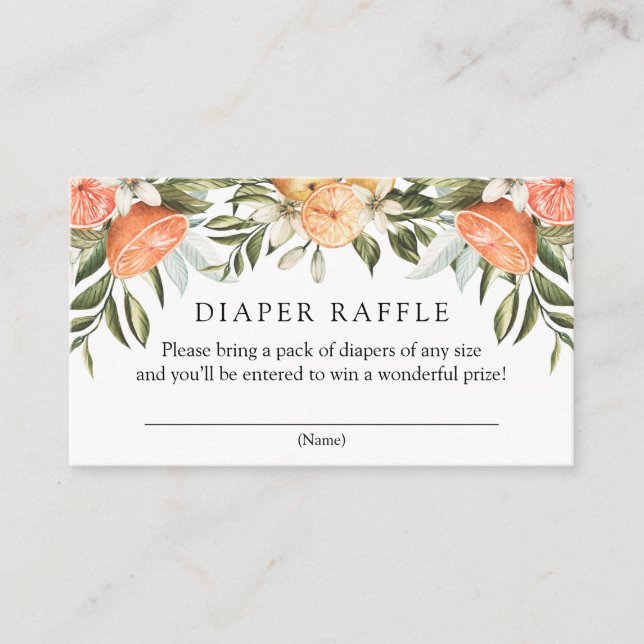 Orange Süsse Diaper Raffelkarte Begleitkarte (Vorderseite)