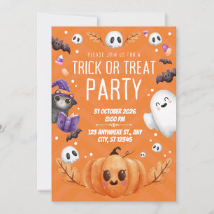 Orange Süße Halloween-Trick-or-Treat-Party Einladung