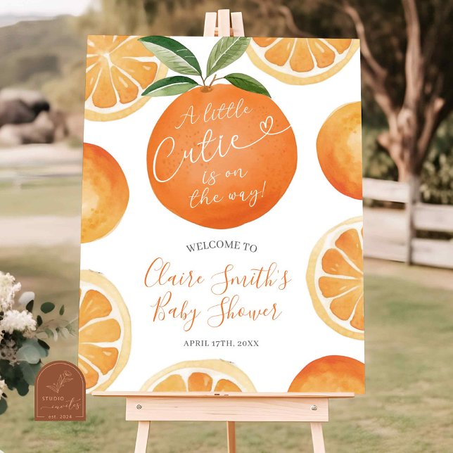 Orange Süsse ist auf dem Weg Babydusche Poster (Von Creator hochgeladen)