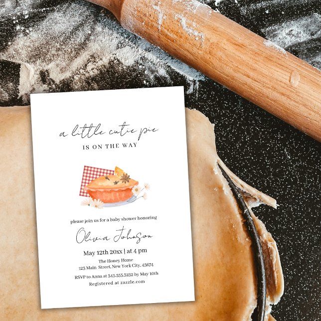 Orange Süsse Pie Blume Fall Baby Dusche Einladung (Orange A Little Cutie Pie Flower Fall Baby Shower Invitation)
