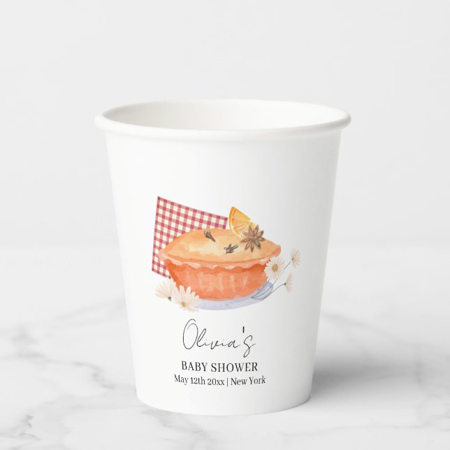 Orange Süsse Pie Blume Fall Baby Dusche Pappbecher (Vorderseite)