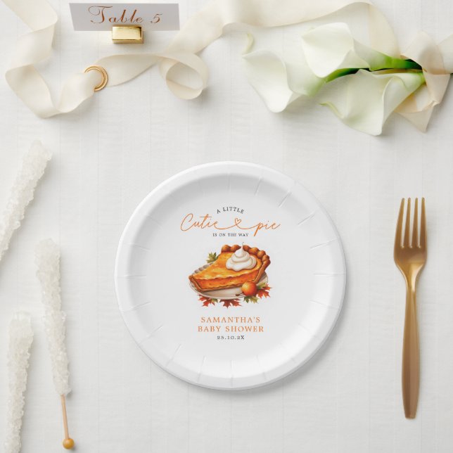 Orange Süsse Pie Pumpkin Fall Babydusche Pappteller (Hochzeit)