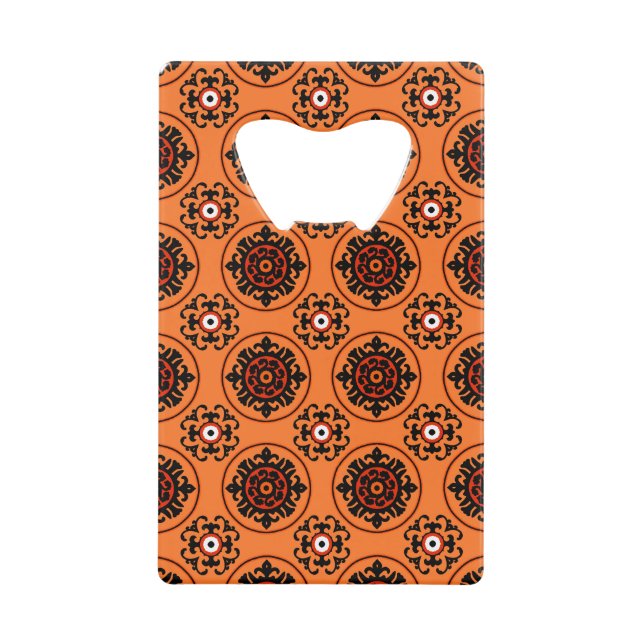 Orange Suzani Muster Kreditkarten Flaschenöffner (Vorderseite)
