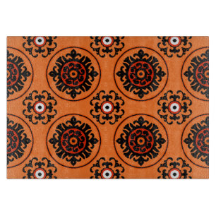Orange Suzani Muster Schneidebrett