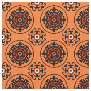 Orange Suzani Muster Stoff