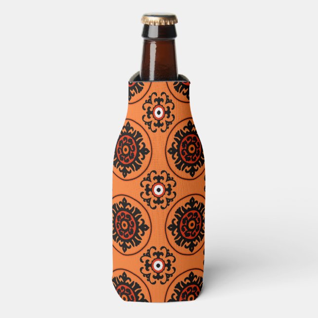 Orange Suzani Pattern Flaschenkühler (Flaschenvorderseite)