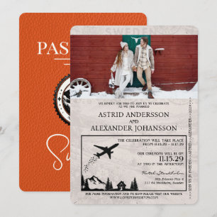 Orange Sweden Passport Wedding Einladung