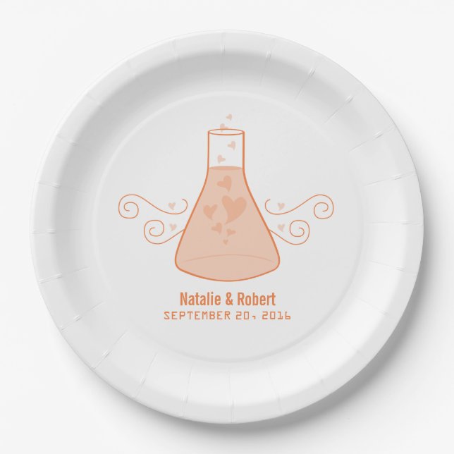 Orange Sweet Chemistry Wedding Paper Teller (Vorderseite)