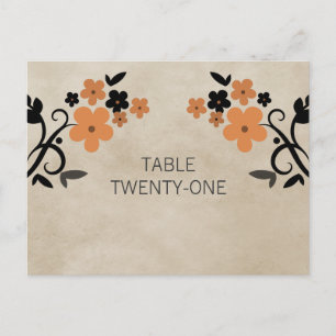 Orange Sweet Vintag Floral Tischnummer Postkarte