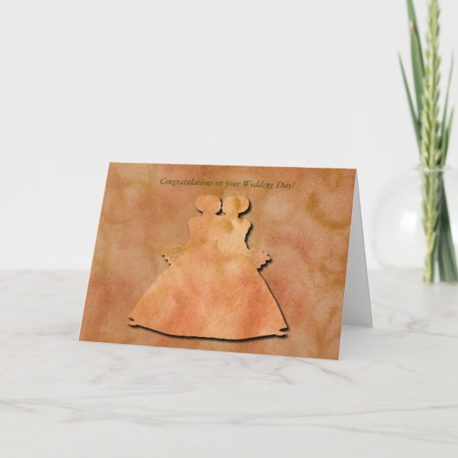Orange Swirl Lesbian Wedding Card Karte (Vorderseite)