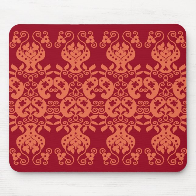 Orange Swirls&Paisley dekoratives Muster mousepad (Vorne)