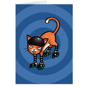 Orange Tabby auf rollerskates