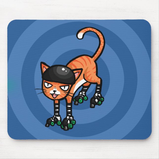 Orange Tabby auf rollerskates Mousepad (Vorne)