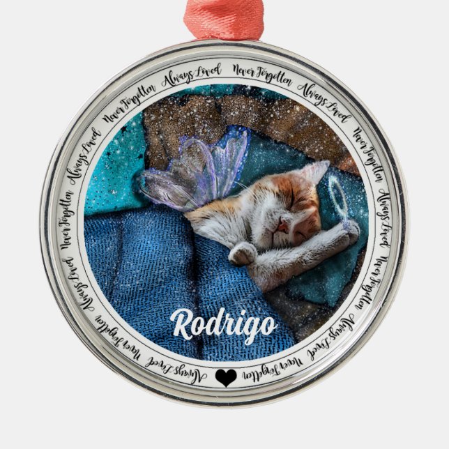 Orange Tabby Cat Angel Weihnachtsfeier Ornament Aus Metall (Vorne)