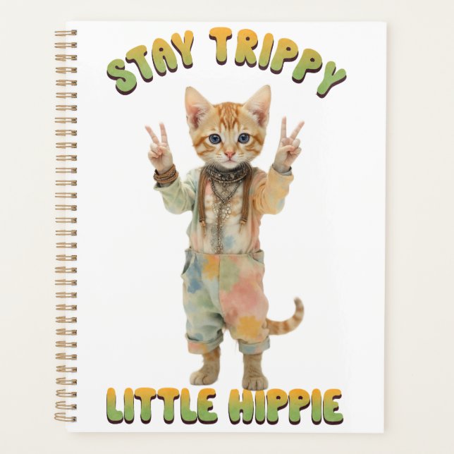 Orange Tabby Cat Boho Stay Trippy Little Hippie  Planer (Vorderseite)