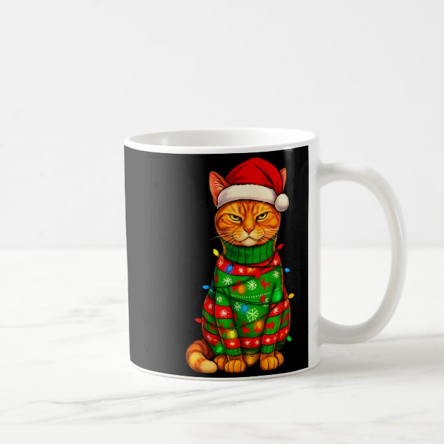 Orange Tabby Cat Christmas Lights Funny Santa Holi Kaffeetasse (Rechts)