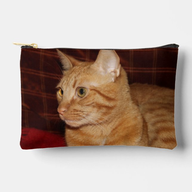 Orange Tabby Cat Face Profil Zubehörtasche (Vorderseite)