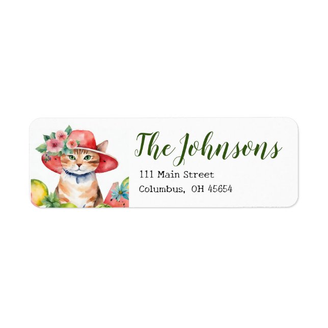 Orange Tabby Cat Floral Address Labels für den Som (Vorne)