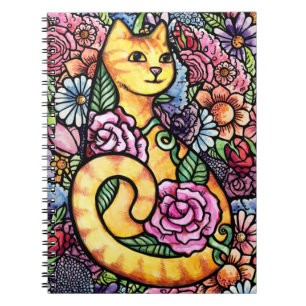Orange Tabby Cat Flower Garden Notizblock