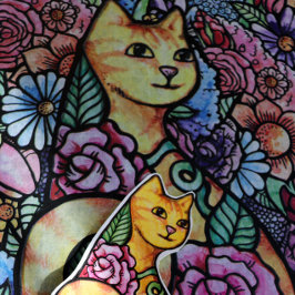 Orange Tabby Cat Flower Garden Seidenpapier