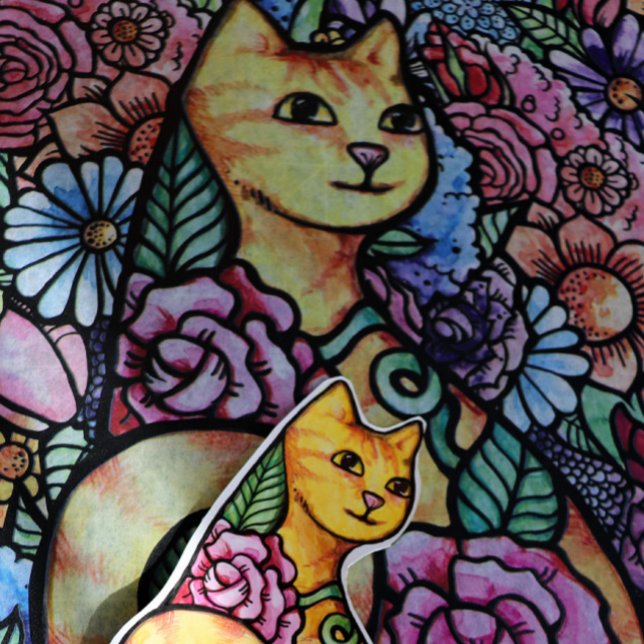 Orange Tabby Cat Flower Garden Seidenpapier (Von Creator hochgeladen)