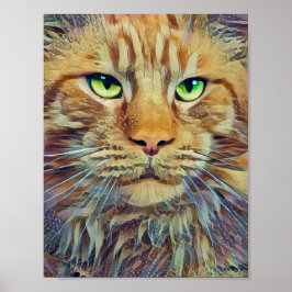 Orange Tabby Cat-Green Eyes Poster
